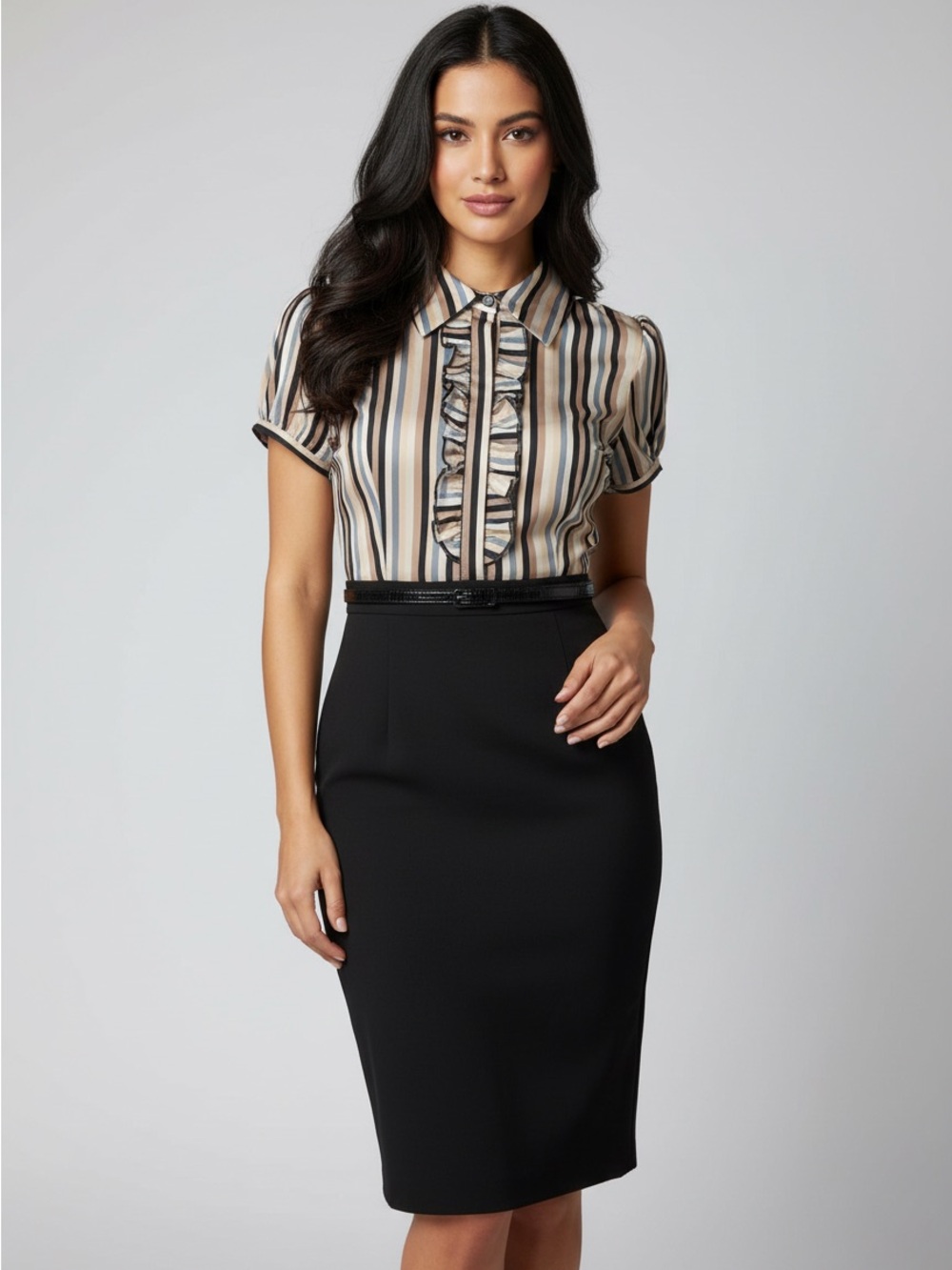 Voir Voir Black High-Waist Pencil Skirt